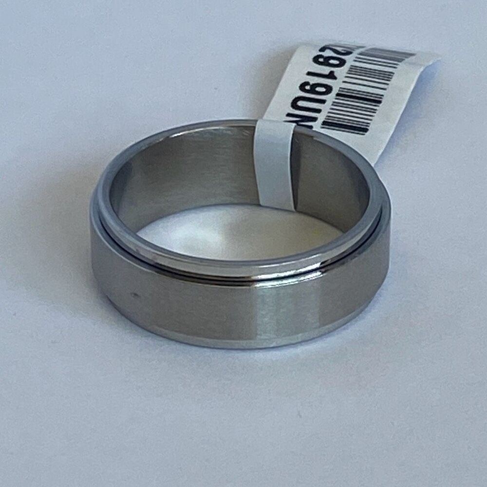 Men’s Spinner Ring Stainless Steel Fidget Band Silver Size 11 Anxiety Ring